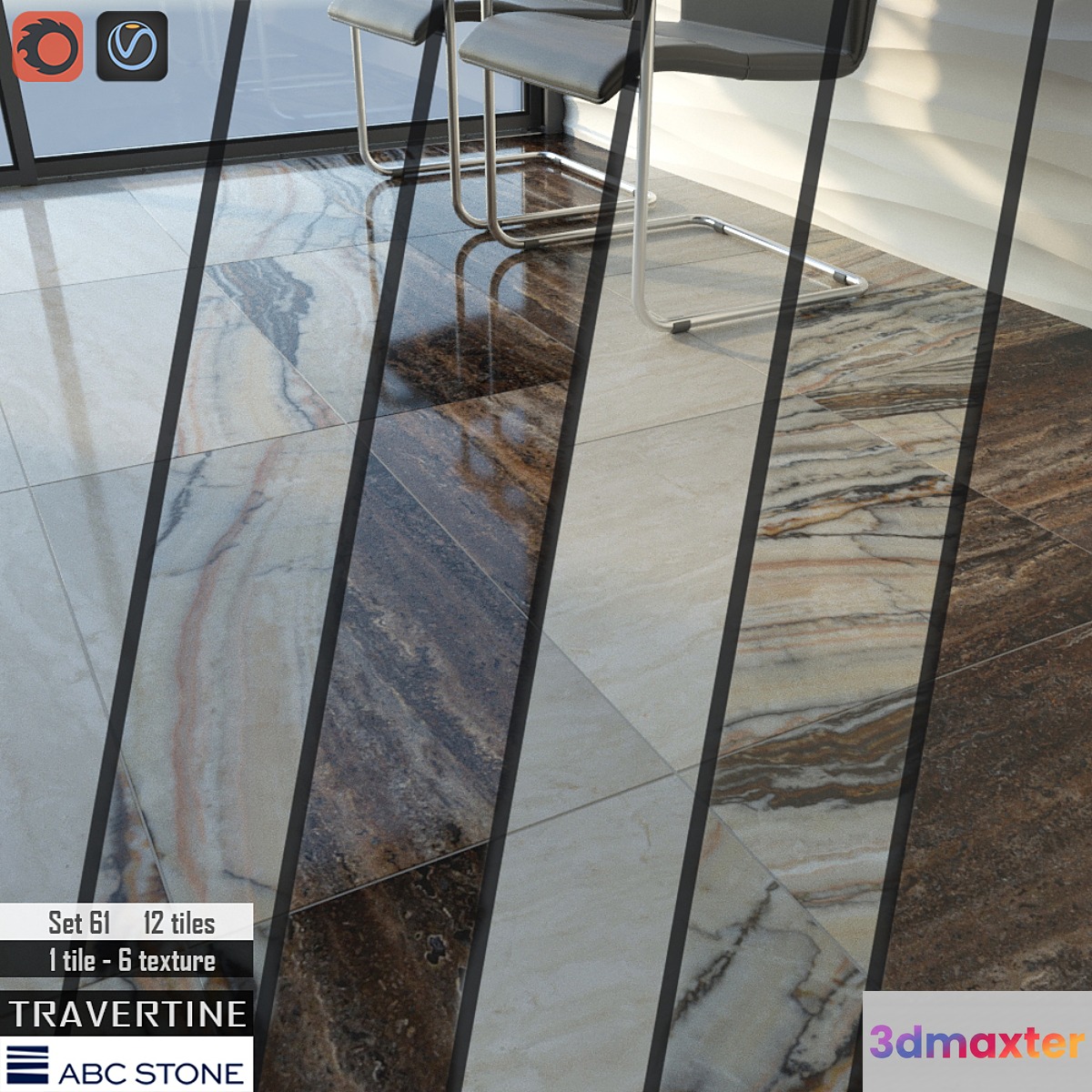 ABC stone Set 61 3D Max