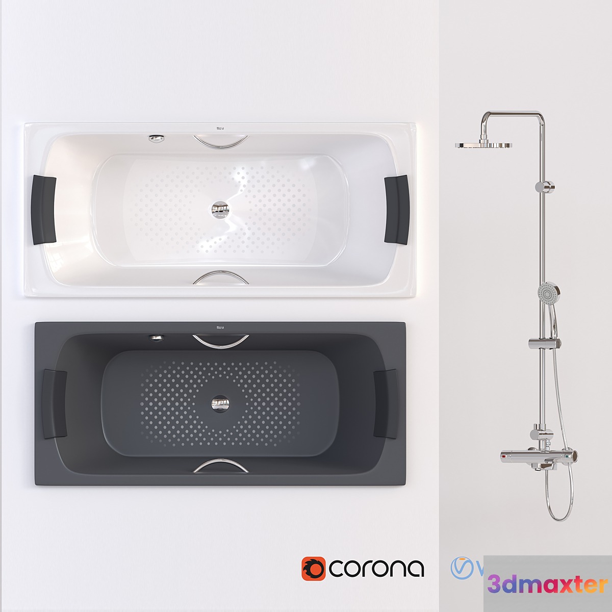Bath Roca Lun and Shower set Victoria - T 3D Max