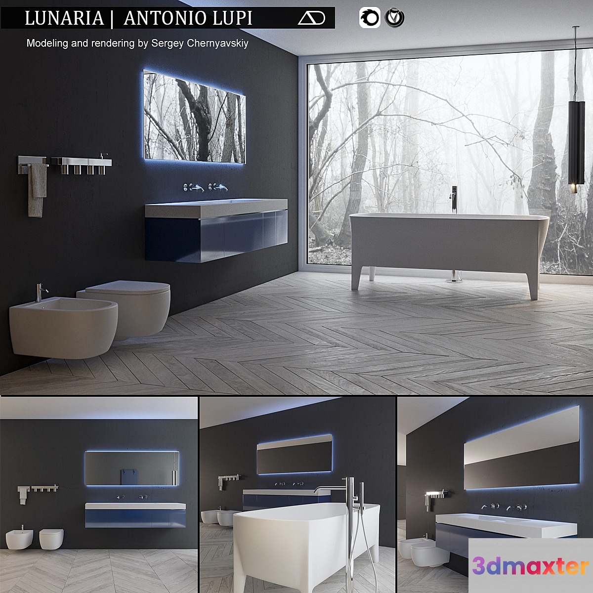 Bathroom furniture set Lunaria 3D Max