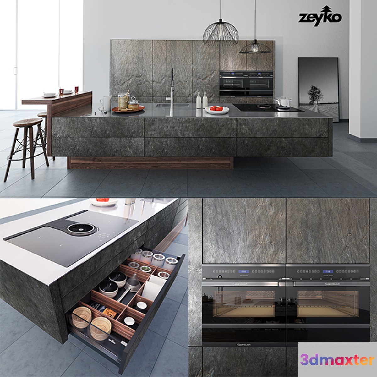 Kitchen Zeyko Forum Stone Oceangreen