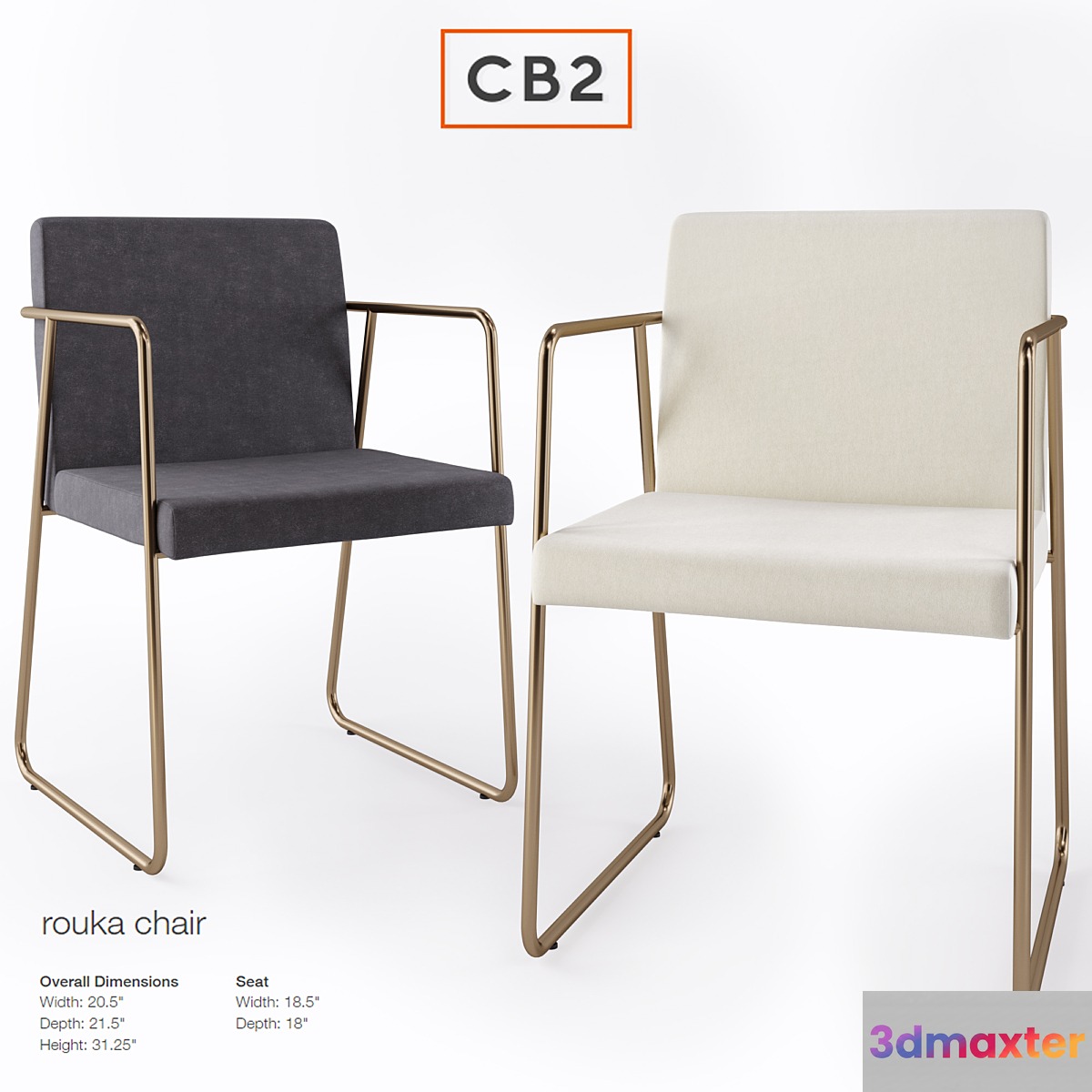 CB2 Rouka chair 3D Max