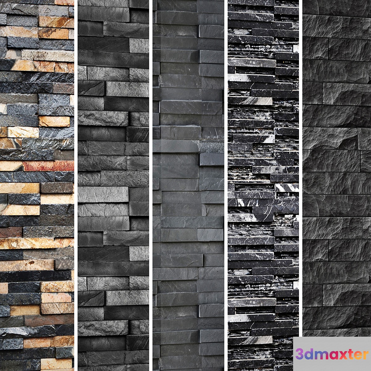 Collection of black stone. Slate wild stone wall decor black stone decorative loft masonry panel