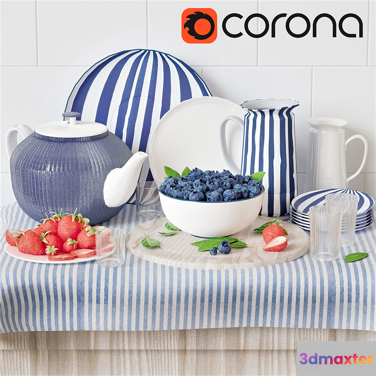 Berries and dishes - No.2 3D Max