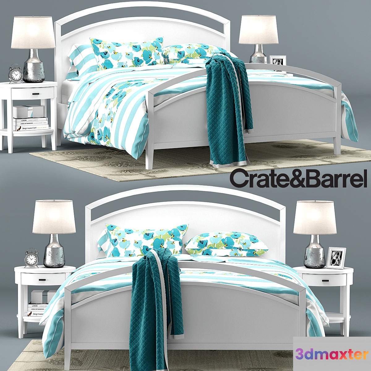 Arch White bed Collection Crate&Barrel 3D Max