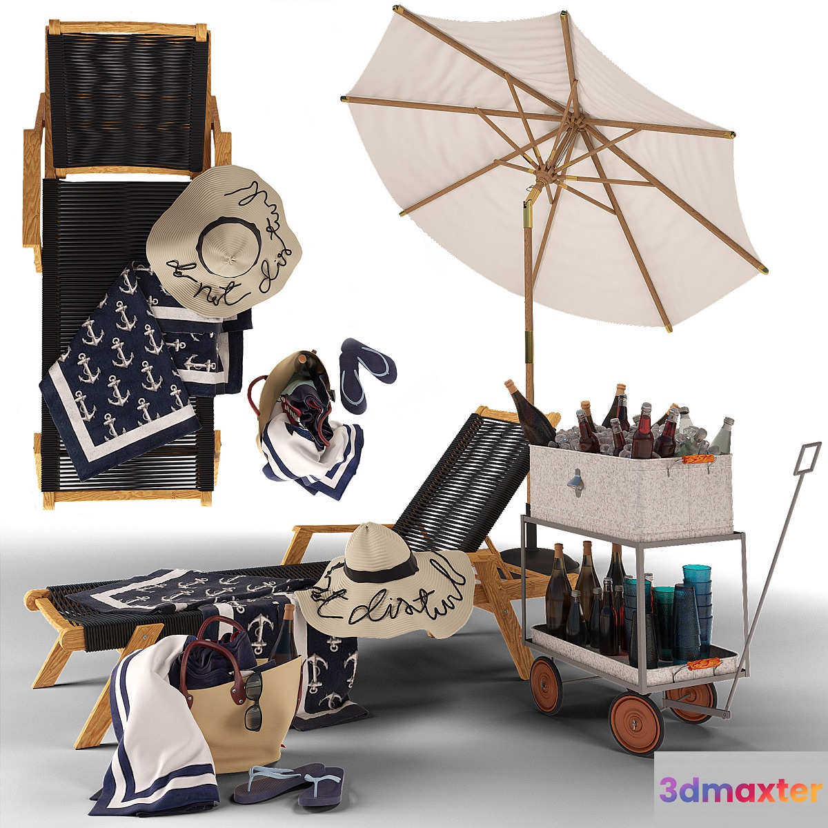 Set for beach holidays Potterybarn 3D Max