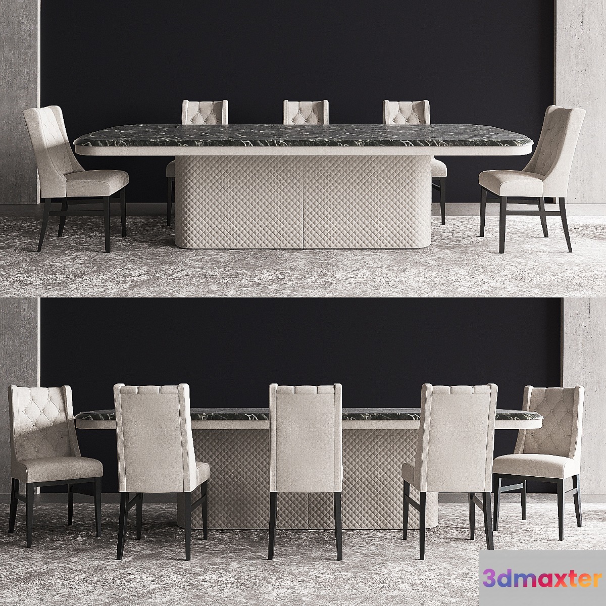 Palladium Table & Agnes Chairs 3D Max