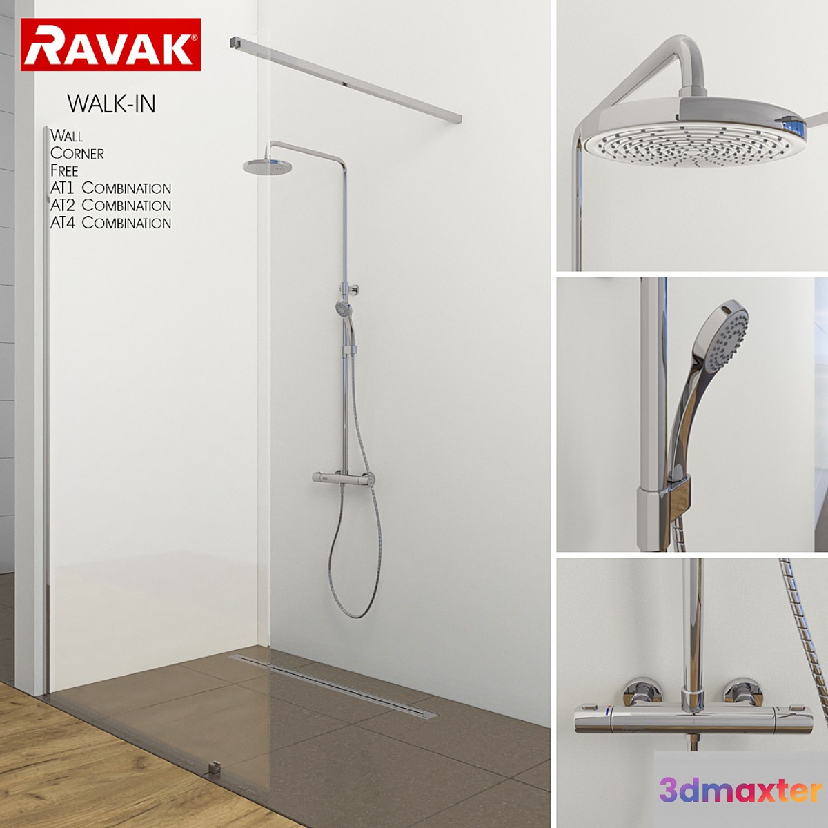 Shower RAVAK Walk-in 3D Max