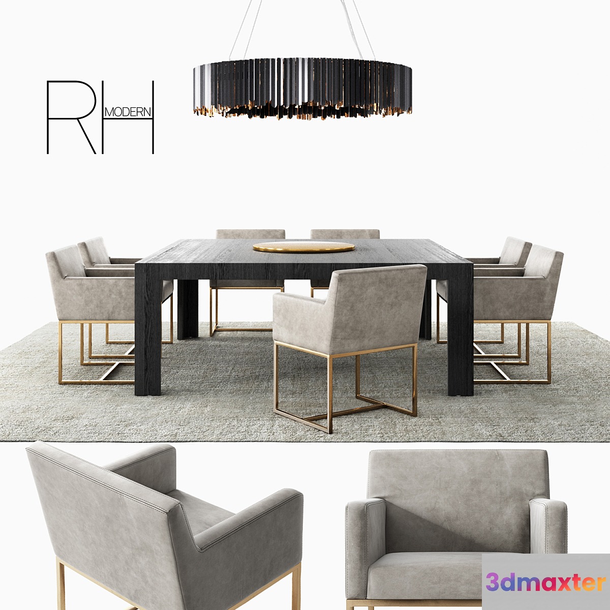 RH Emery Track Dinning Set 3D Max