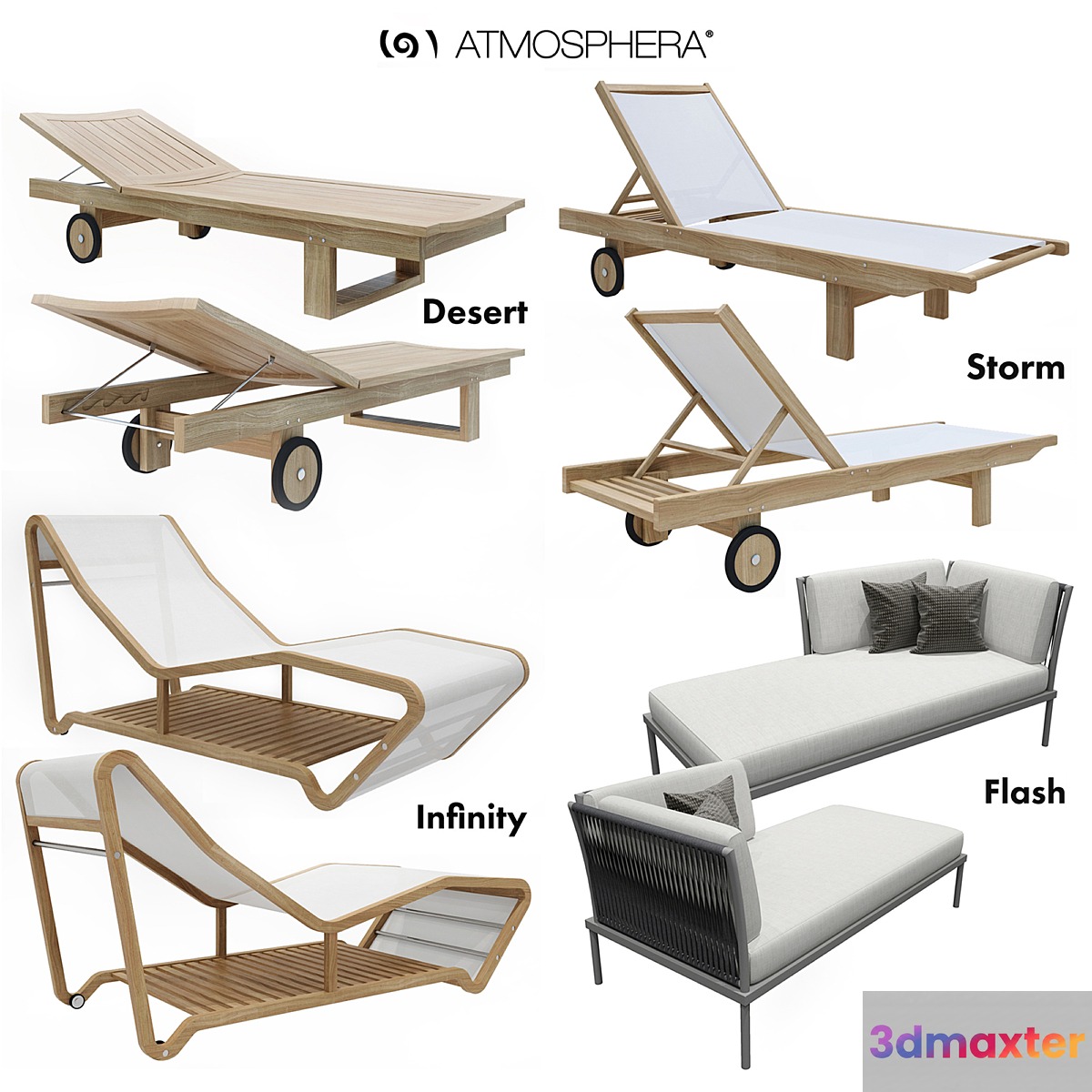 Collection of sun loungers ATMOSPHERA 3D Max