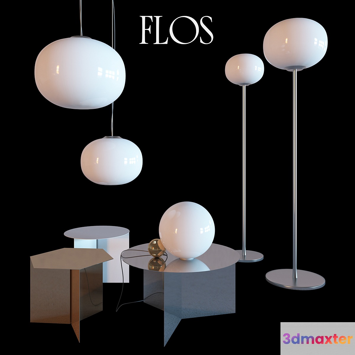 FLOS lamps + HAY tables 3D Max