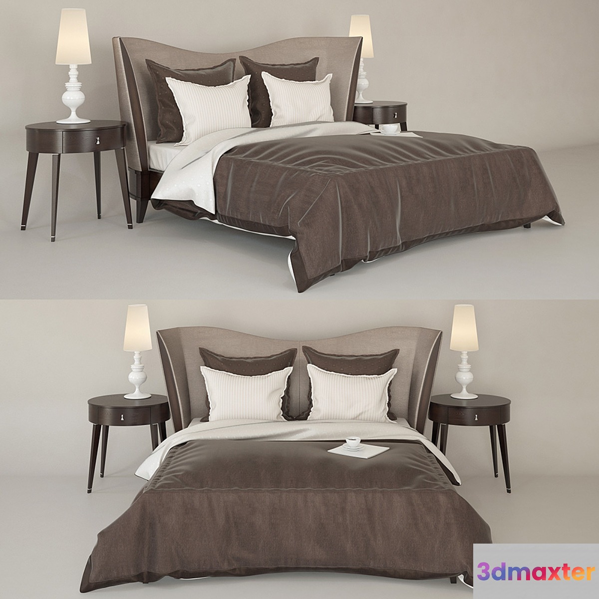 Selva Vendom bed; Selva Vendome table; Metalhead lamp Josephine 3D Max