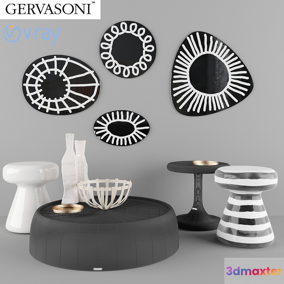 Coffee tables & Mirrors_GERVASONI 3D Max