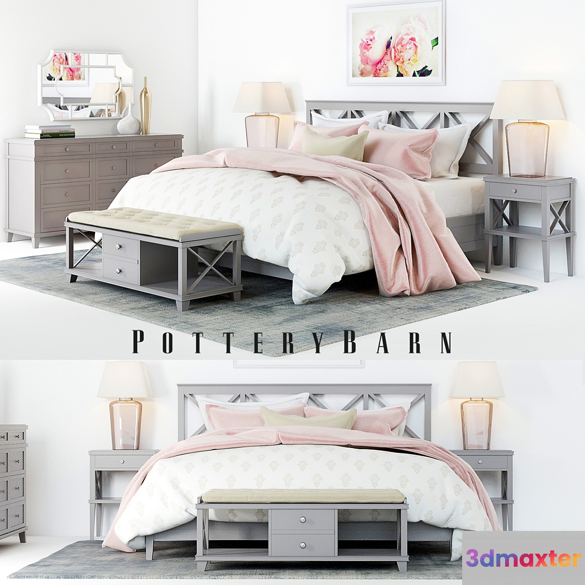 Pottery Barn Clara Lattice Bed set 1