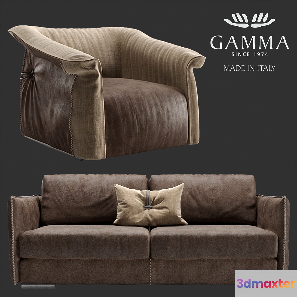 GAMMA Alfred sofa and Charlotte chair