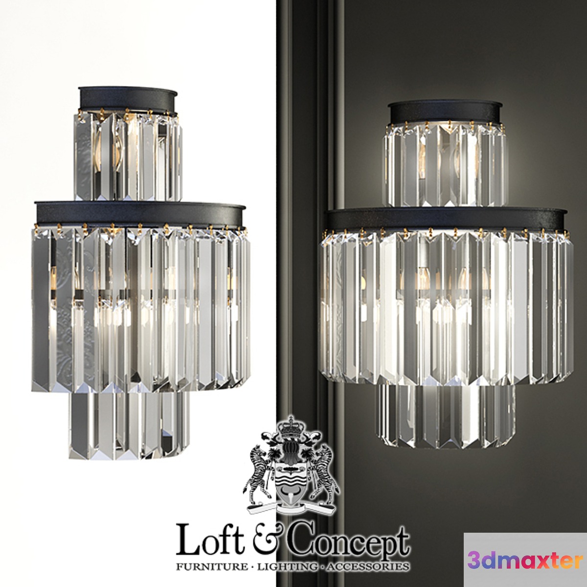 Sconce RH 1920s Odeon Clear Glass Fringe Bra - 3 rings