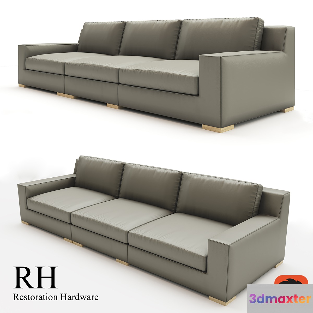 MODENA TRACK ARM MODULAR LEATHER SOFA SECTIONAL 3D Max