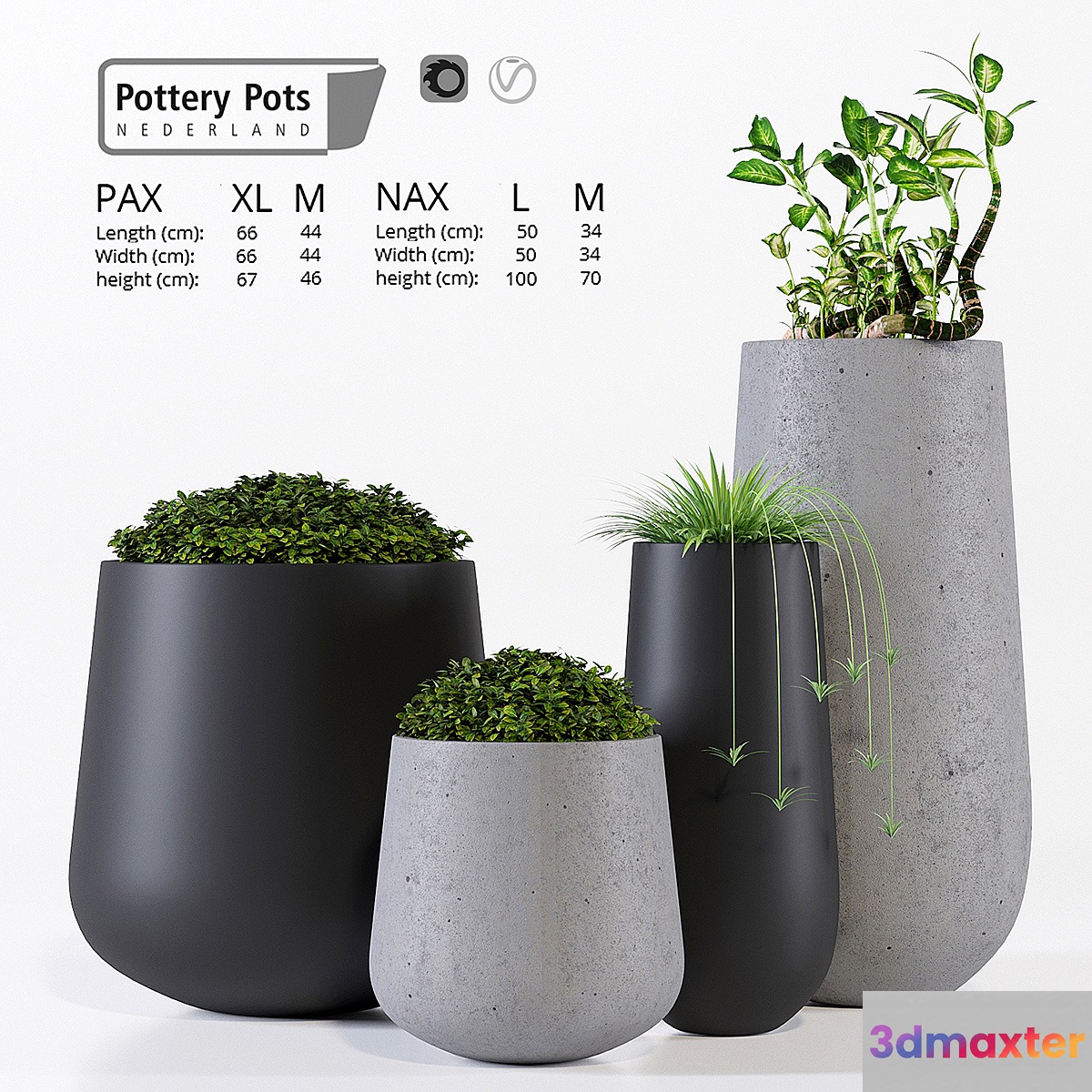 Potterypots two 3D Max