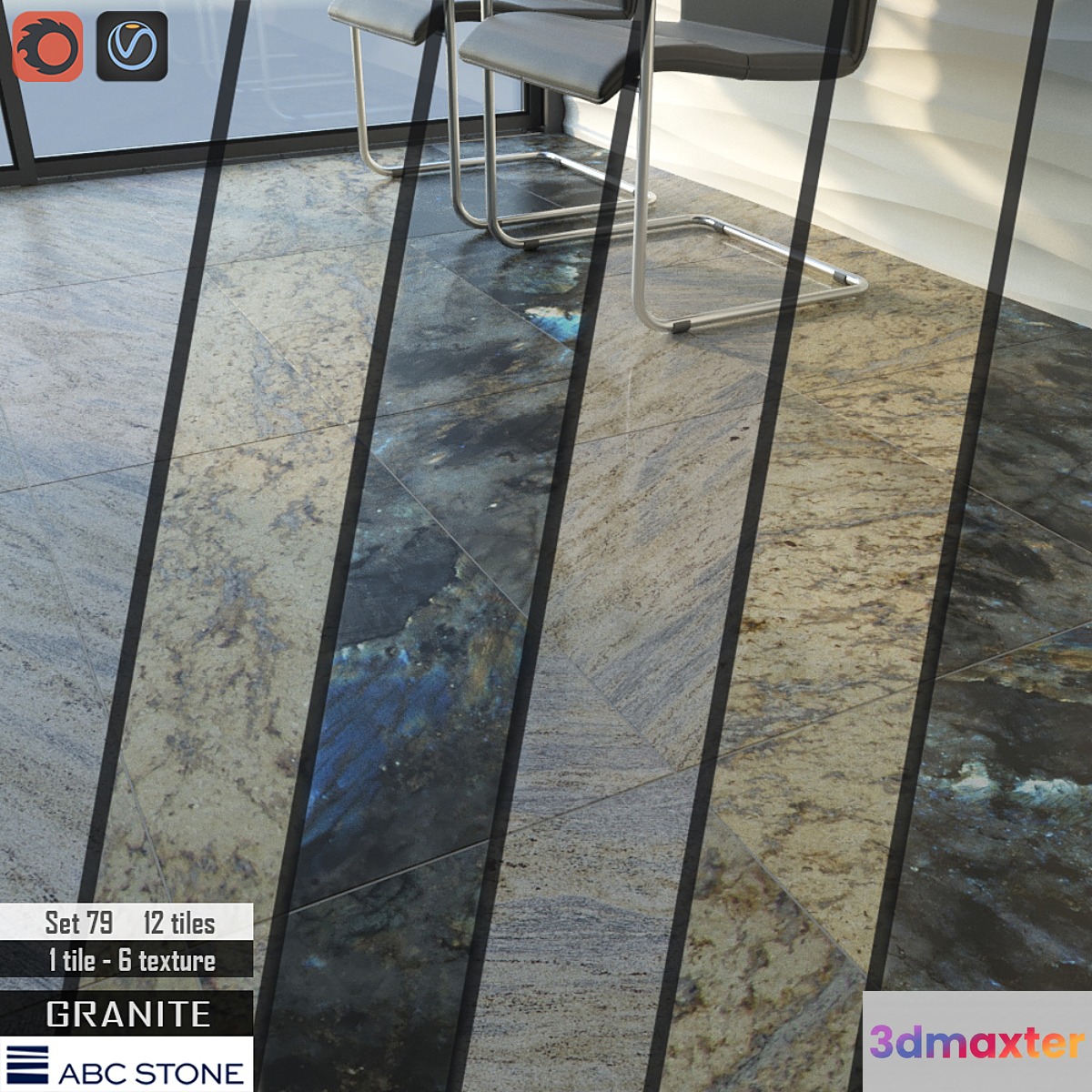 ABC stone Set 79 3D Max