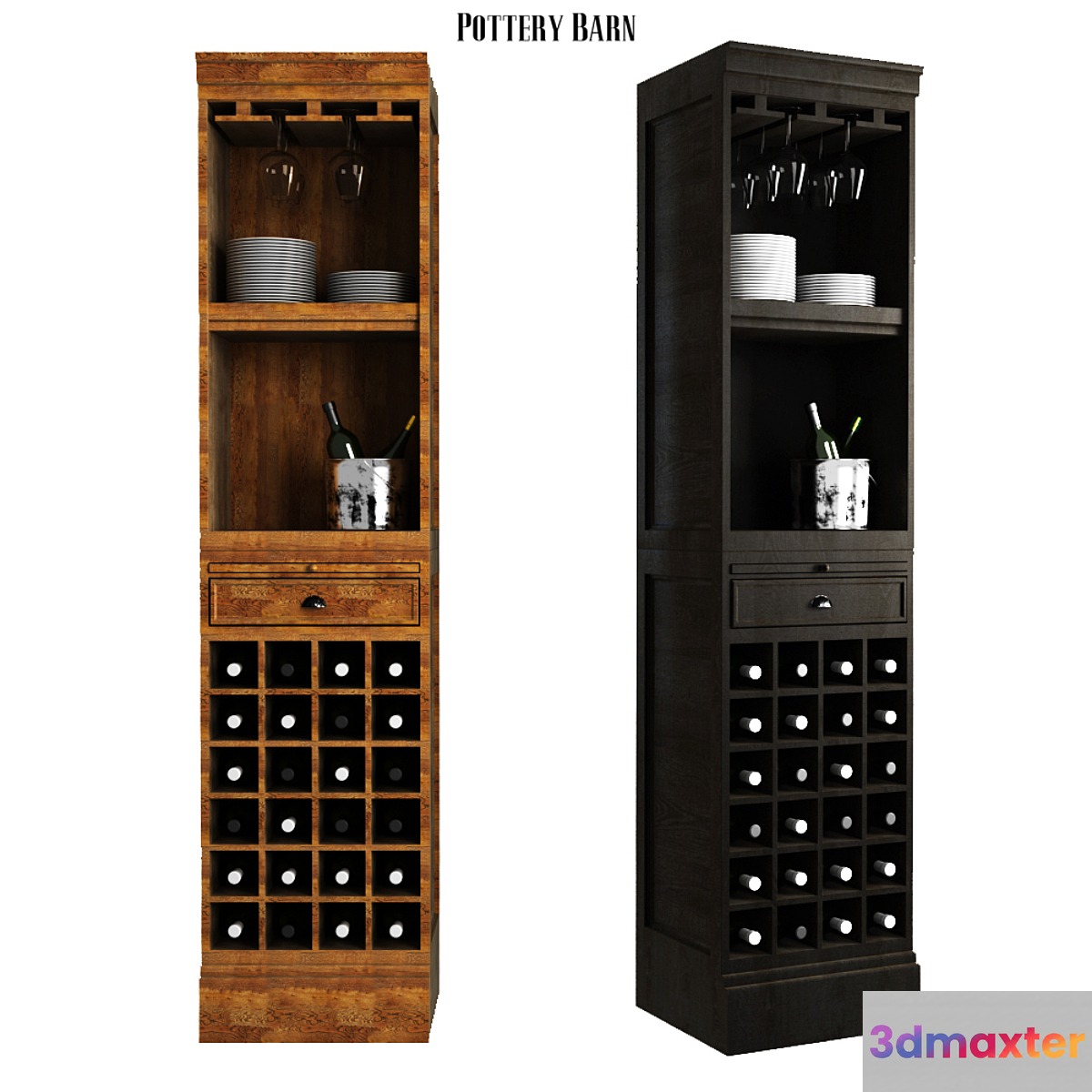 Pottery barn Modular Bar With Wine Grid Tower 3D Max