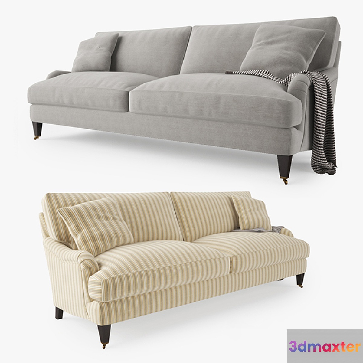 Crate and Barrel Essex Sofa with Casters 3D Max