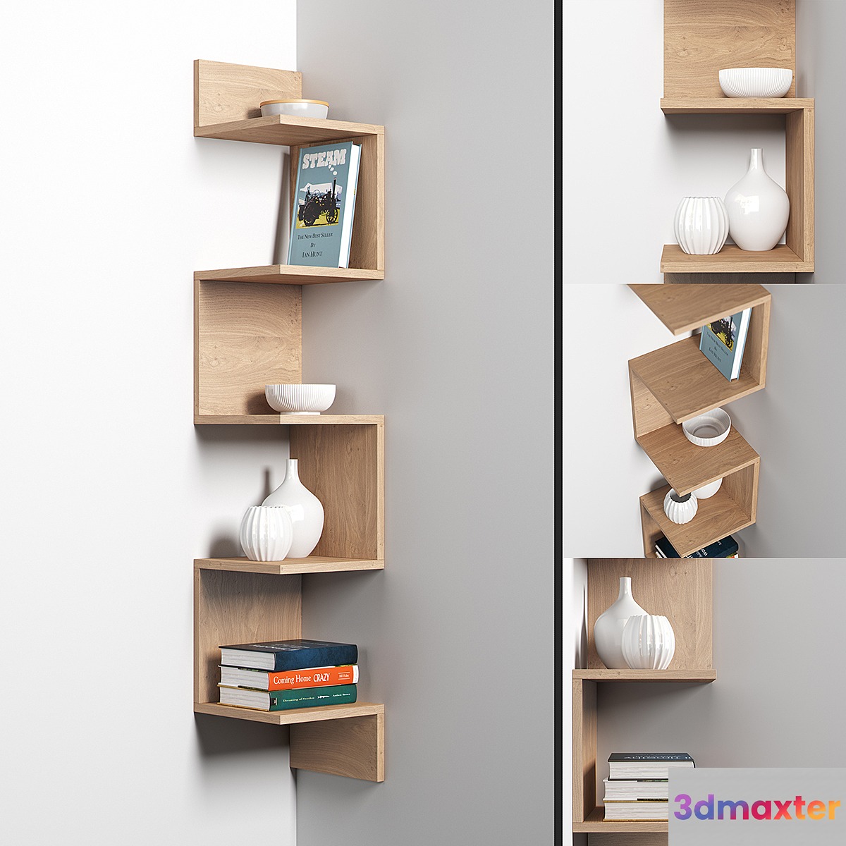 Corner shelf with decor 3D Max