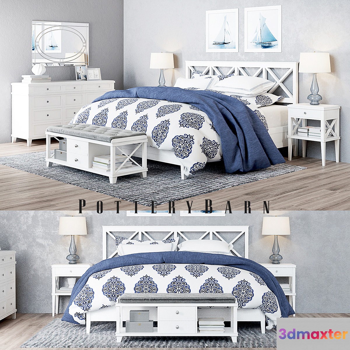 Pottery Barn Clara Lattice Bed set 2