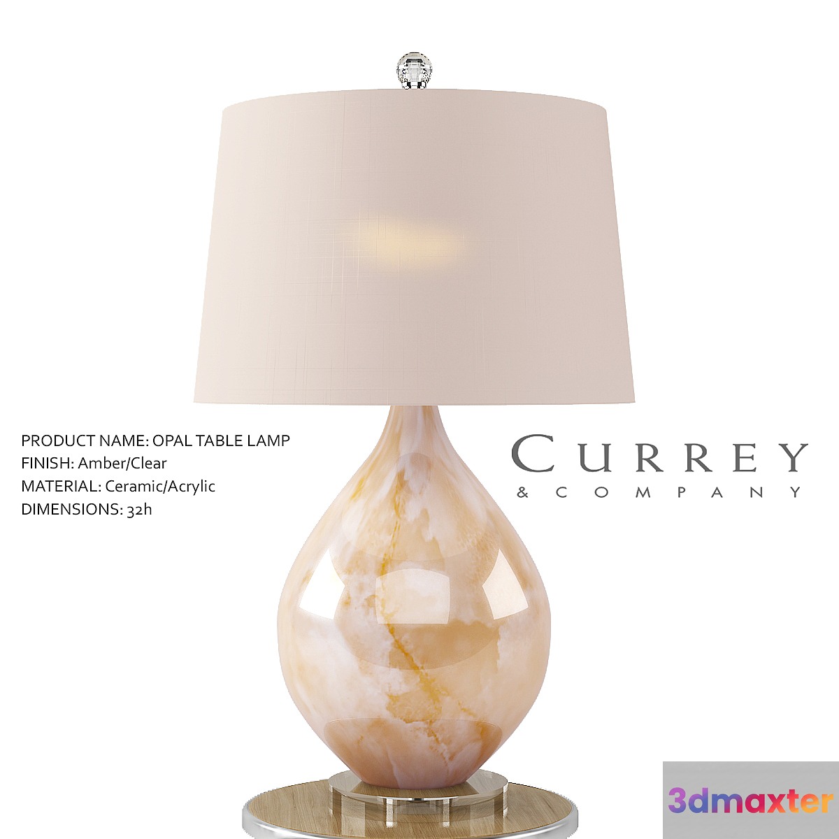 Opal Table Lamp - Currey & Company 3D Max