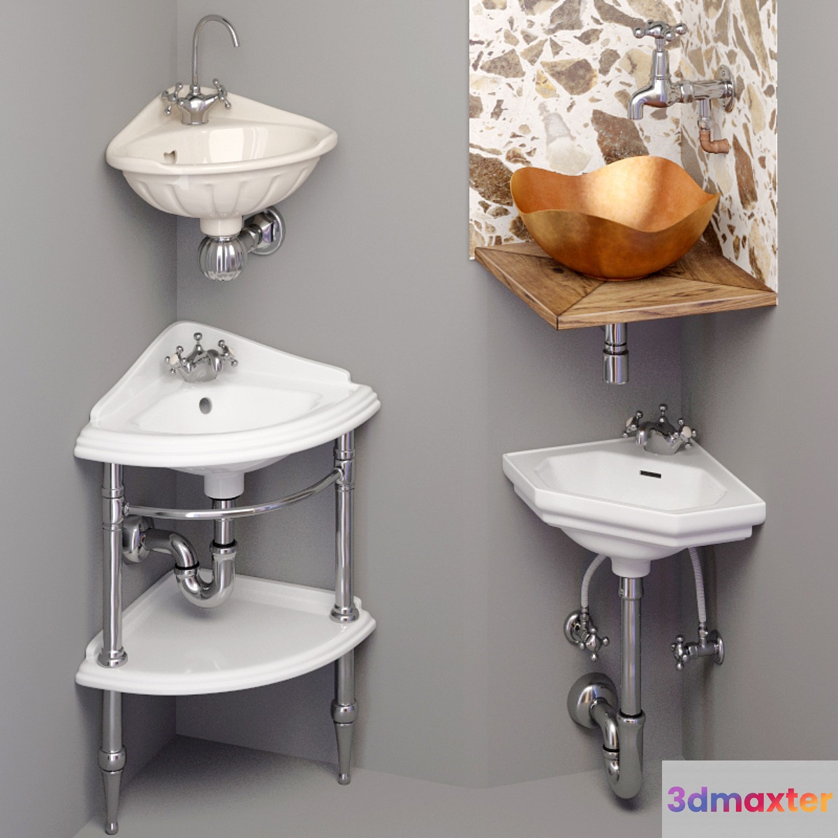 Corner washbasin 3D Max