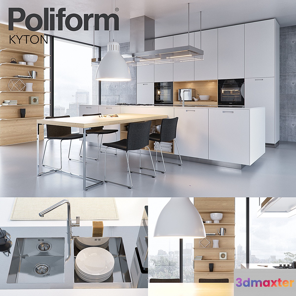 Kitchen Poliform Varenna Kyton (vray GGX corona PBR) 3D Max