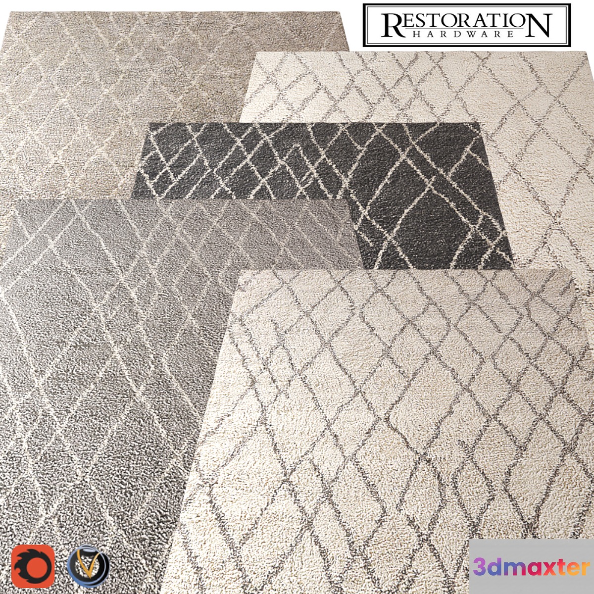 Carpet Restoration Hardware (Noura) 2440х3050 (5 colors) 3D Max
