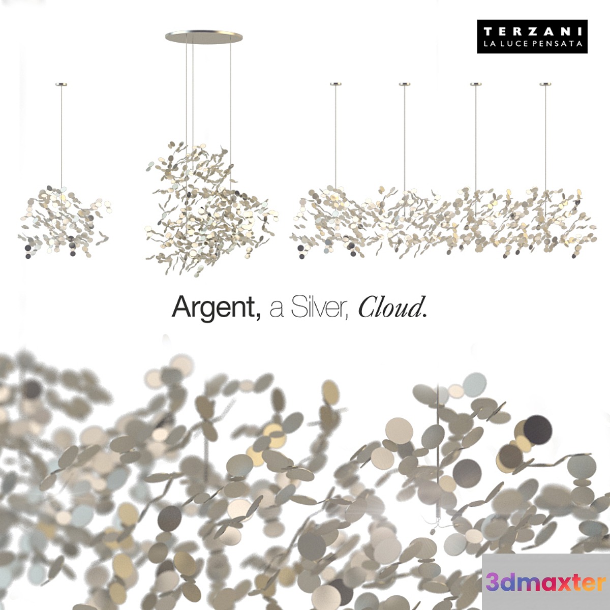 Chandelier Argent a Silver Cloud N90S N91S N92S 3D Max