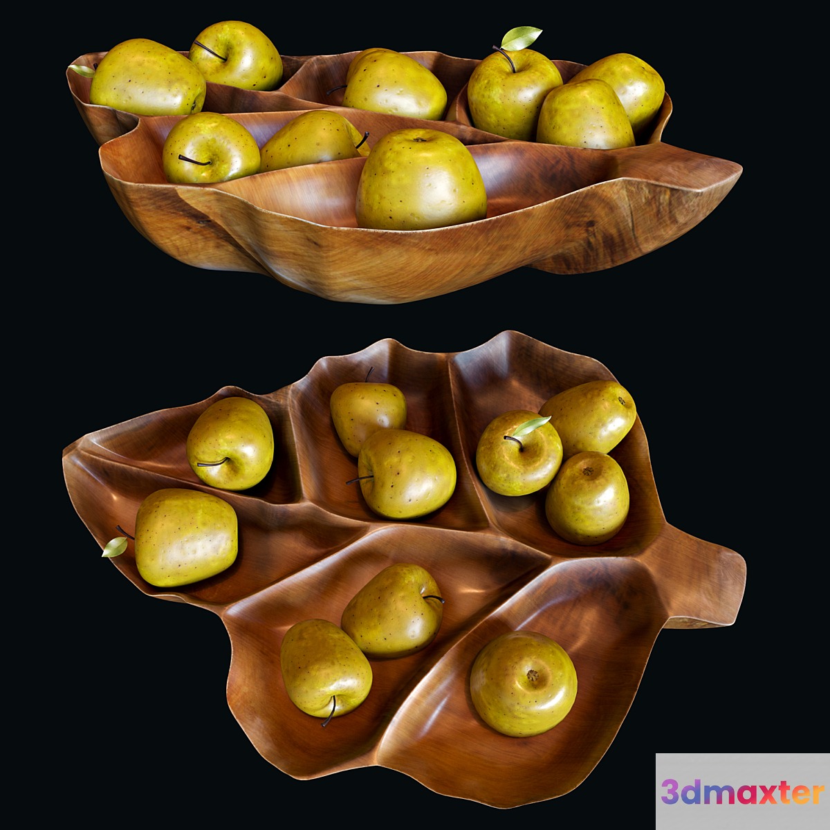 Apples a bowl of teak 3D Max