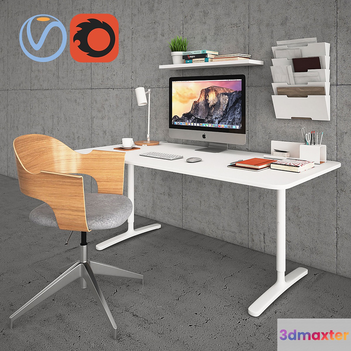 Bekant Desk with Fjallberget 3D Max