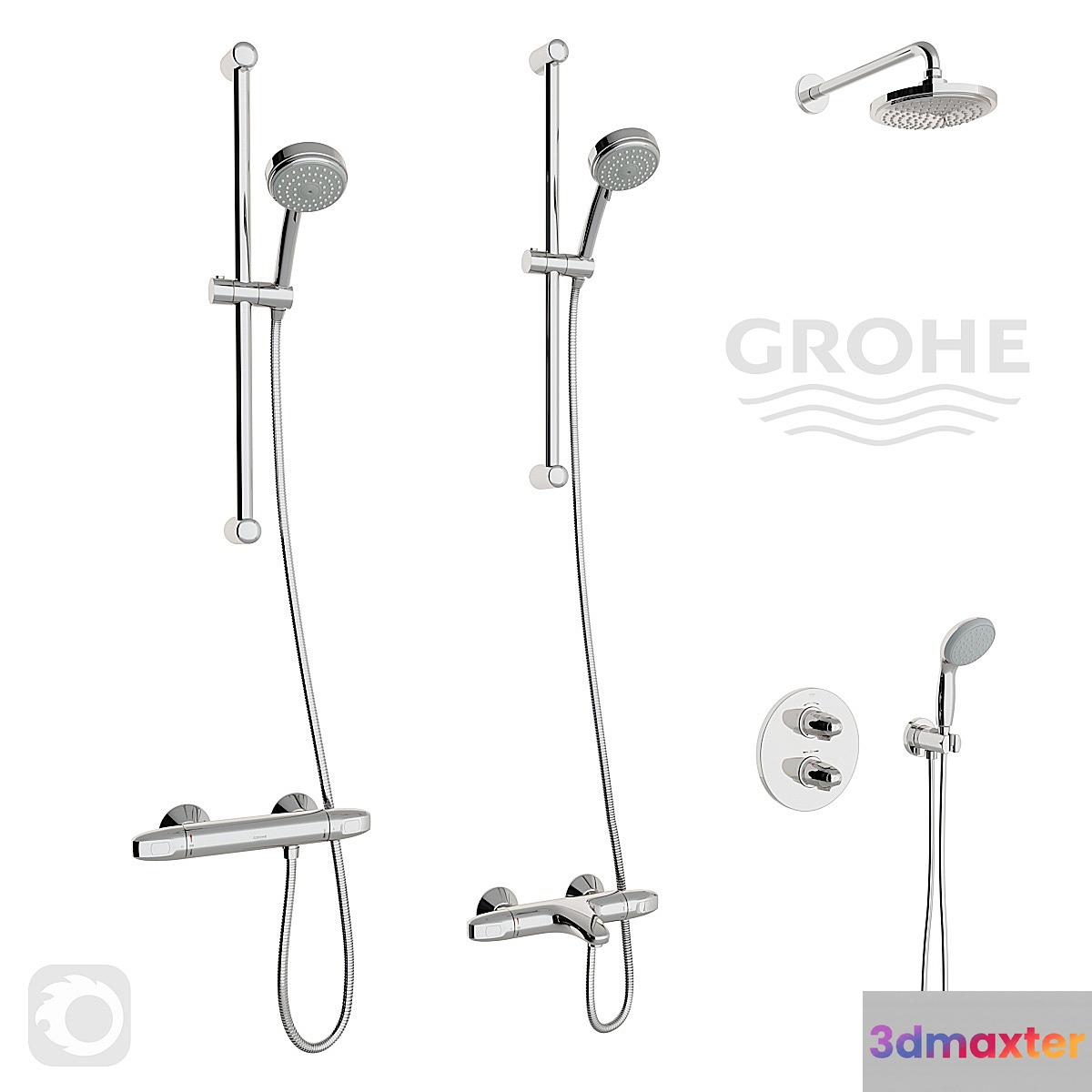 Grohe Grohtherm 1000 Thermostat Set 3D Max