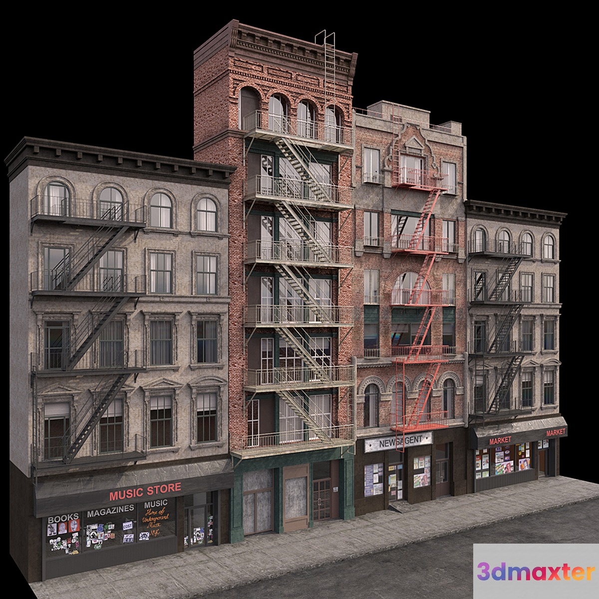 New York Brooklyn buildings fasads 3D Max
