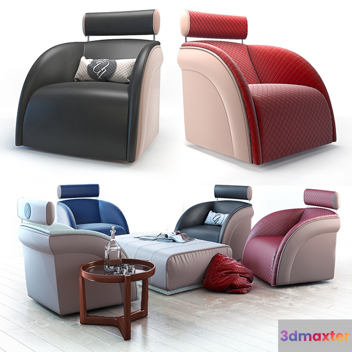 Armchair pouf and table Tecni nova 3D Max