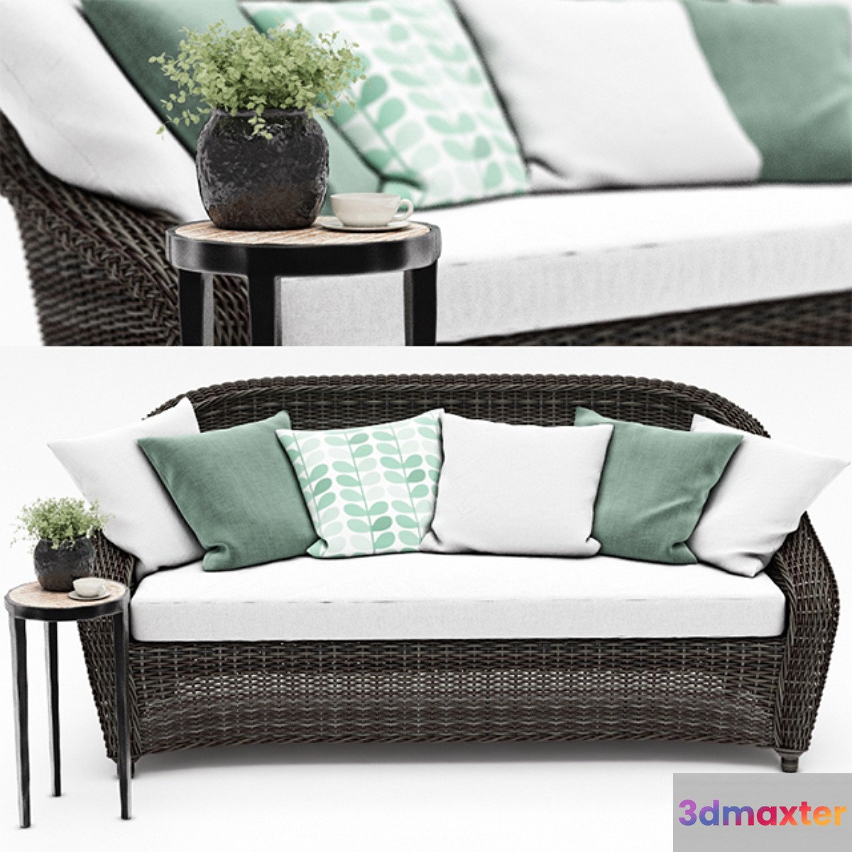 TORREY ALL-WEATHER WICKER ROLL-ARM SOFA from Pottery barn 3D Max