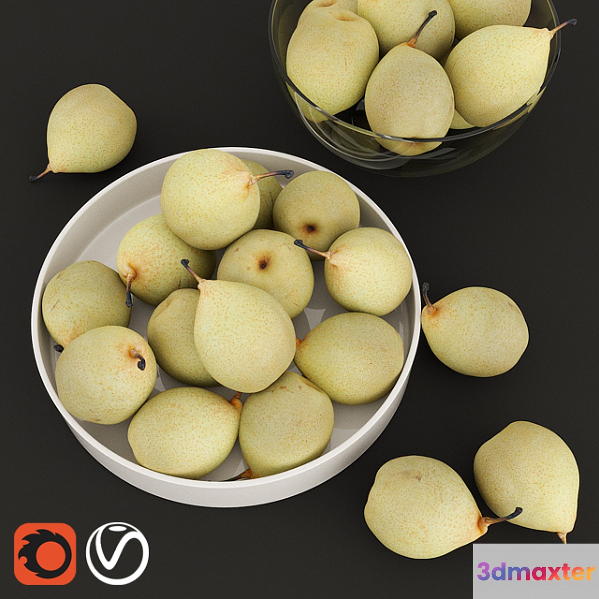 HD Realistic Japanese Pears 3D Max