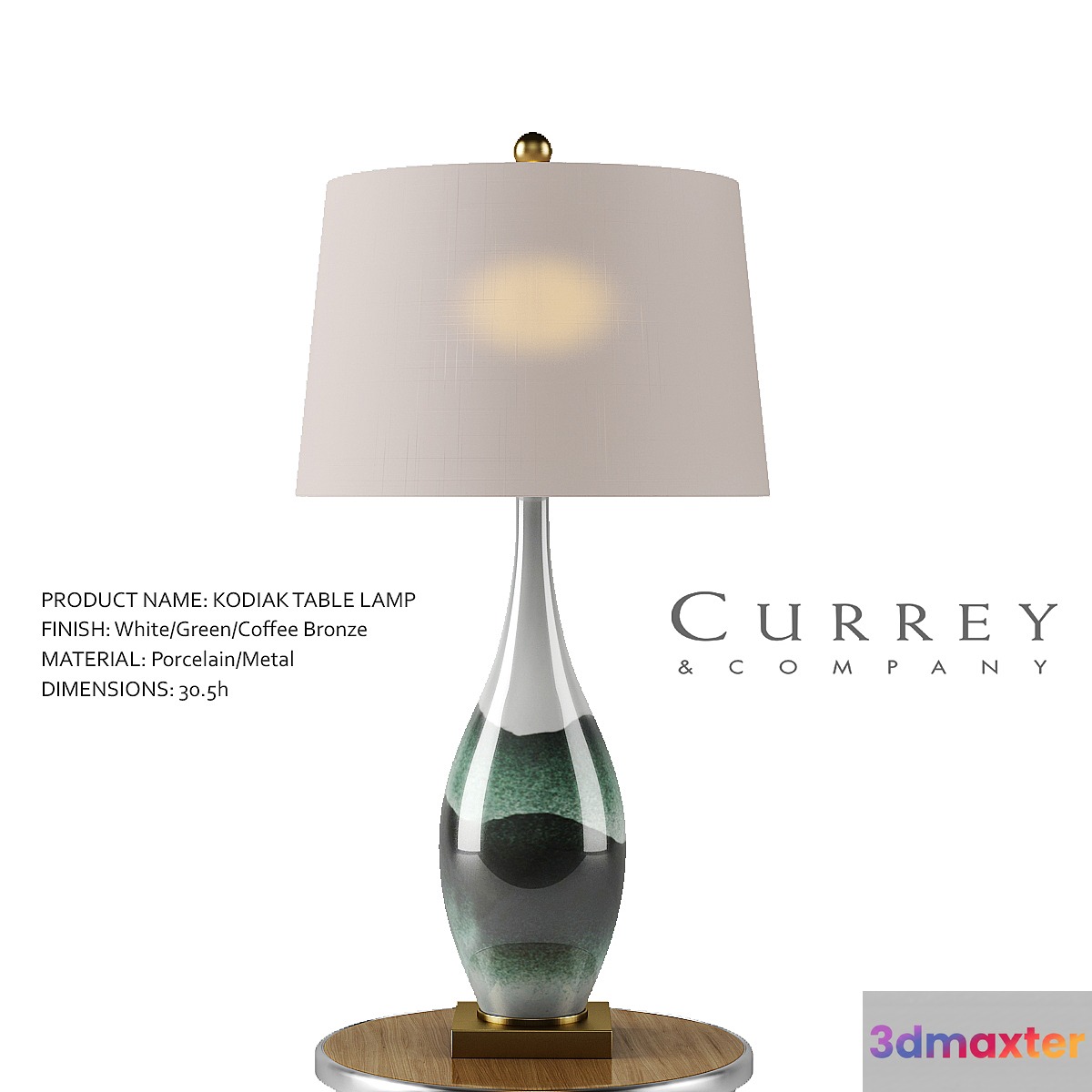 Kodiak Table Lamp - Currey & Company 3D Max