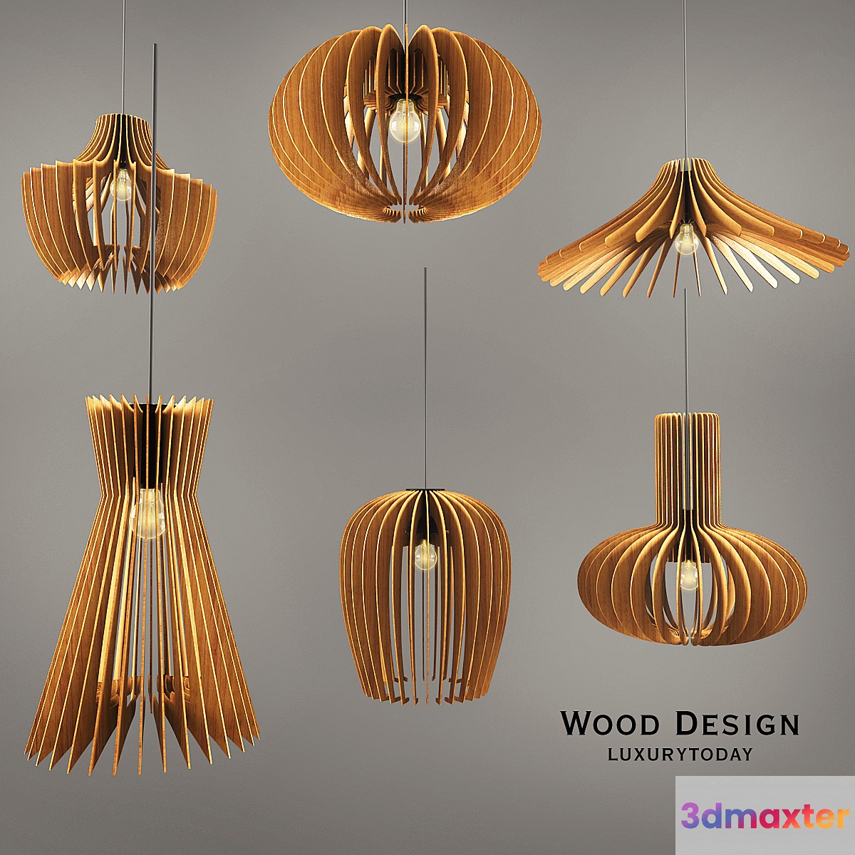 Wooden lamps 3D Max