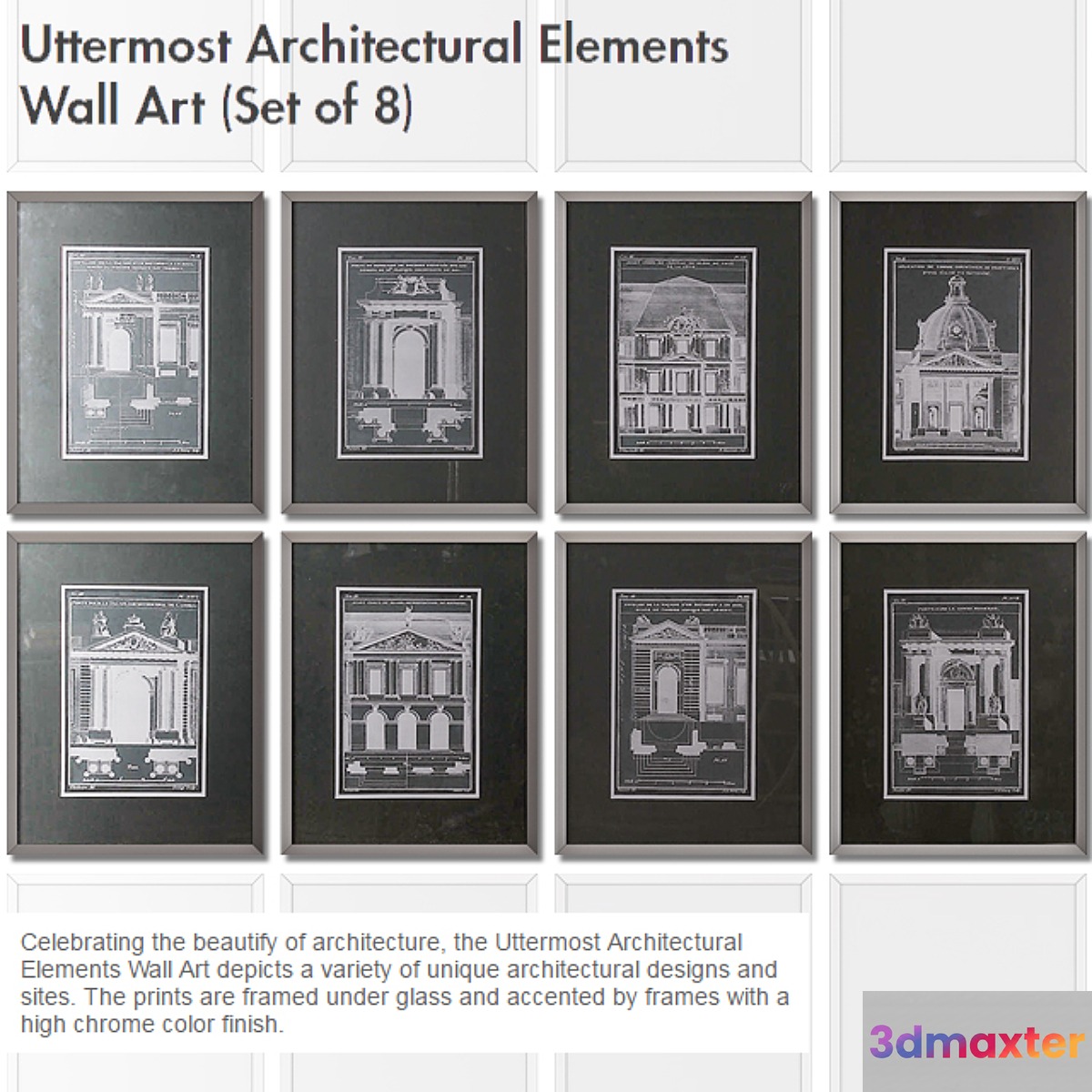 Baguette  Uttermost Architectural Elements Wall Art (Set of 8) 3D Max
