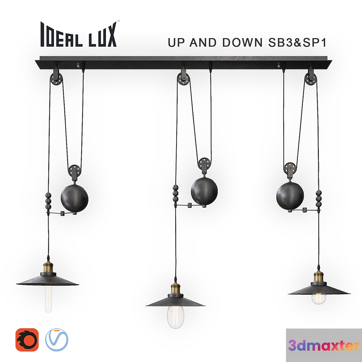Ideal Lux Up and Down SB3 & SP1 3D Max