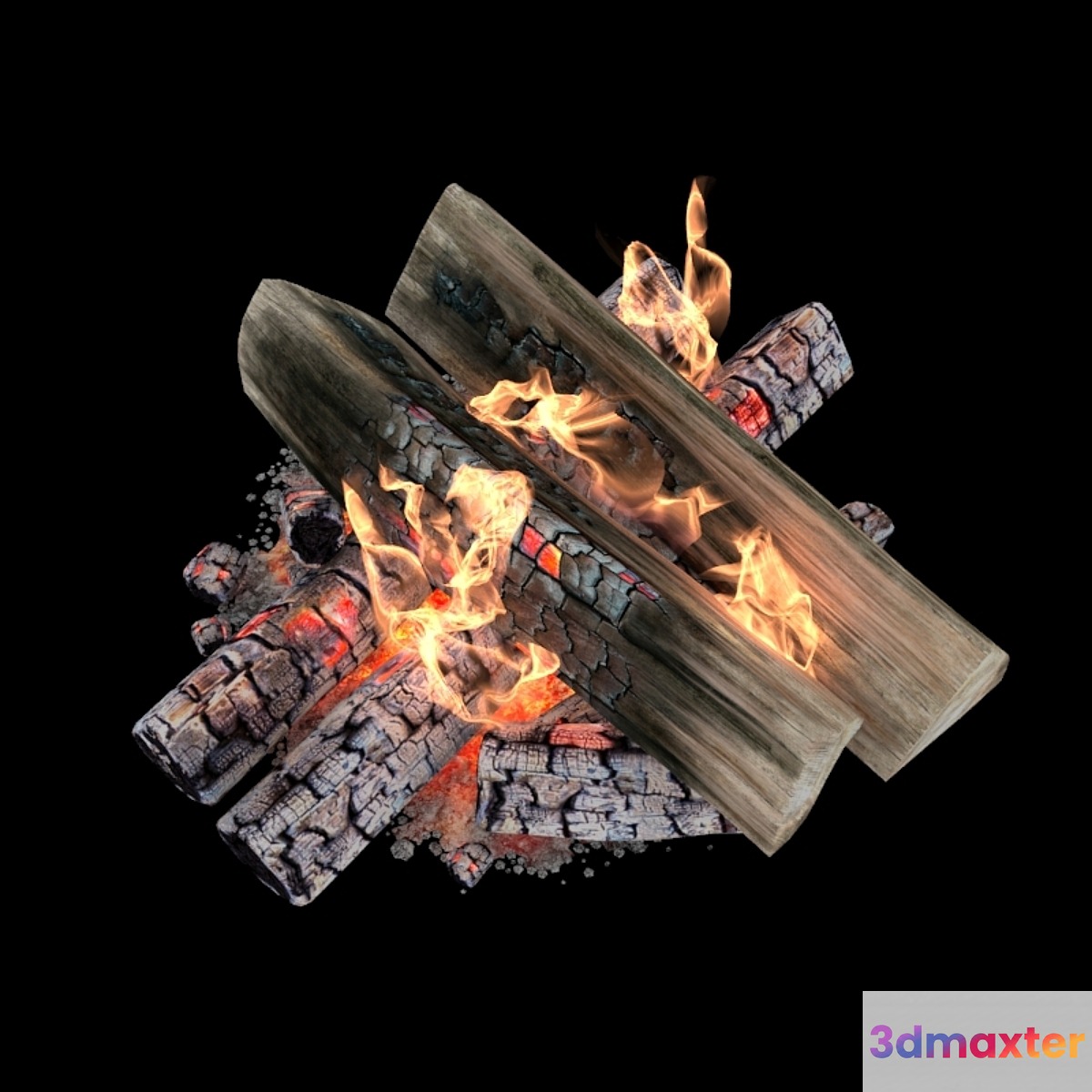 Fire and firewood with animation