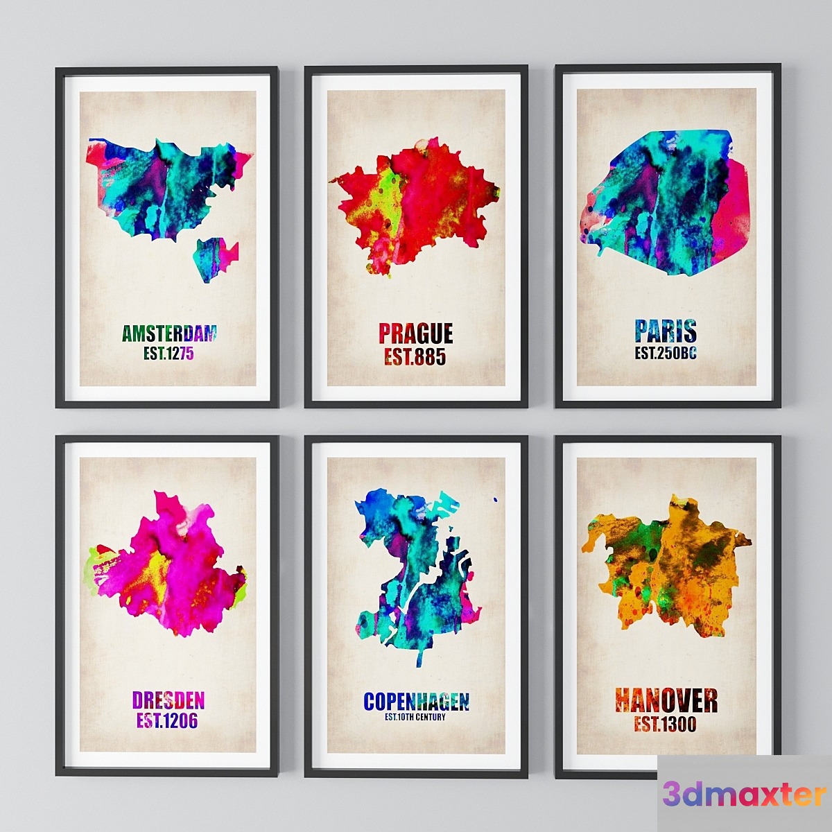 Cartographic theme paintings 3D Max
