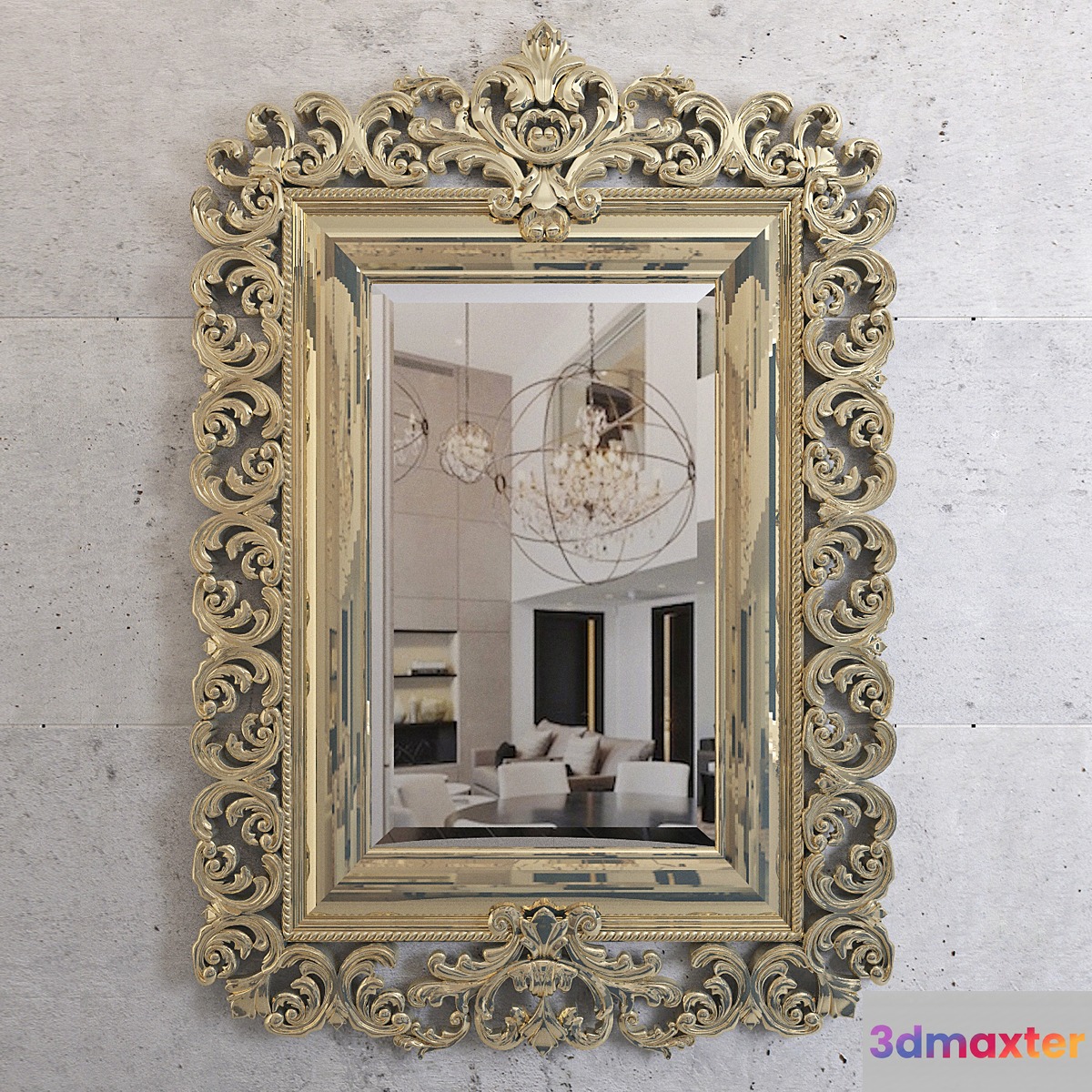 Classic gold mirror 3D Max