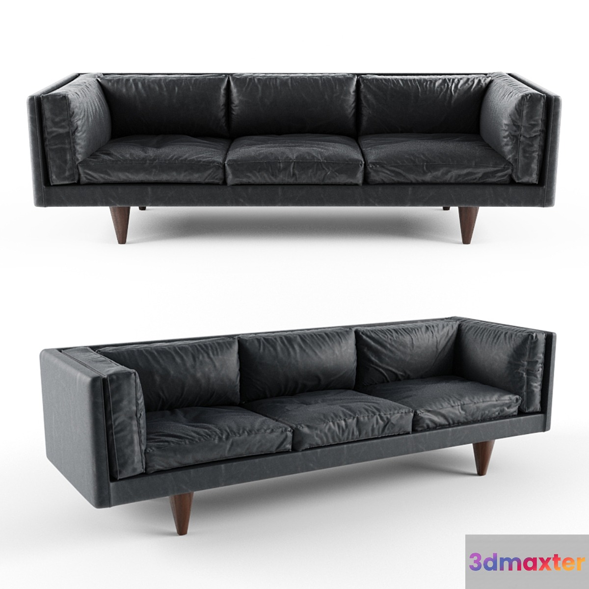 Rosewood and Original Black Leather Sofa by Illum Wikkelsø - No.2
