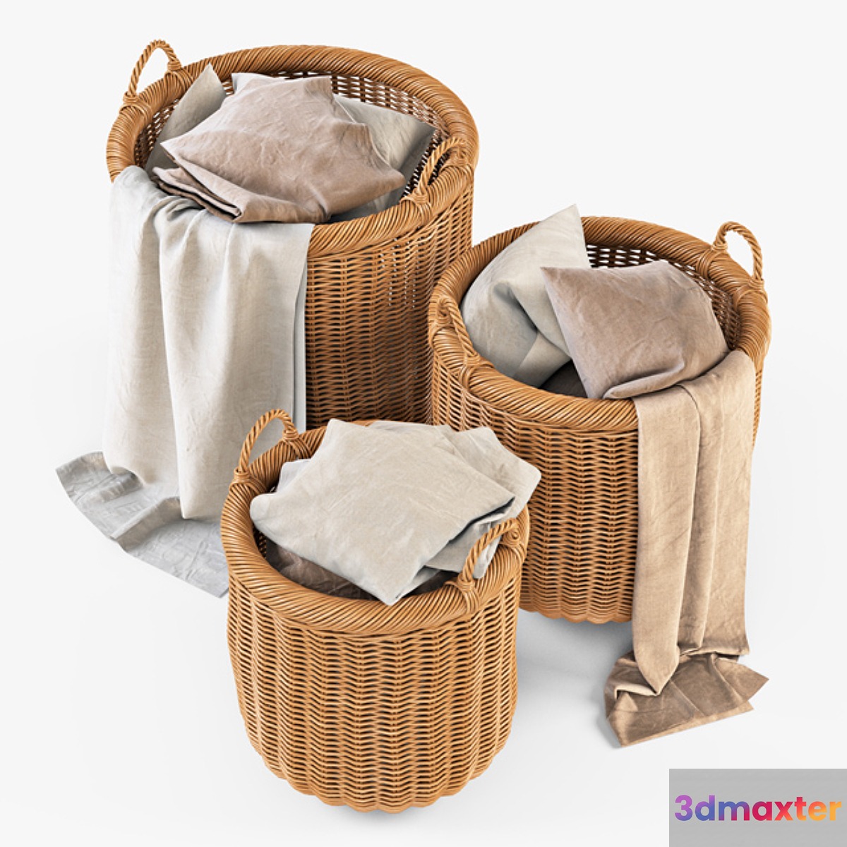 Basket with linen 007 _ Natural color