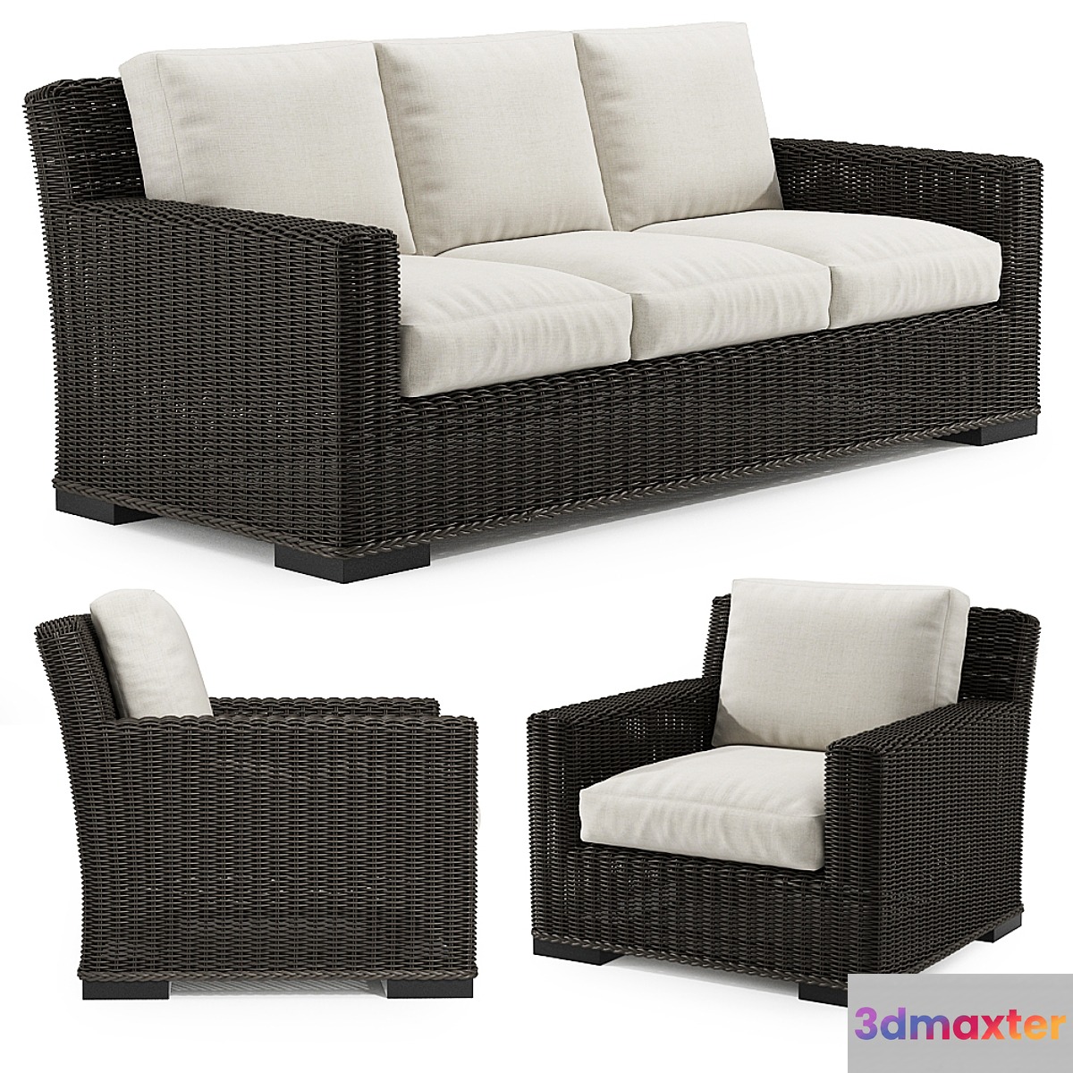 Rustic Woven Lounge Sofa & Chair