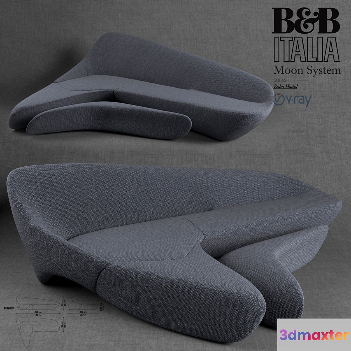 B&B Italia Moon system - by Zaha Hadid 3D Max