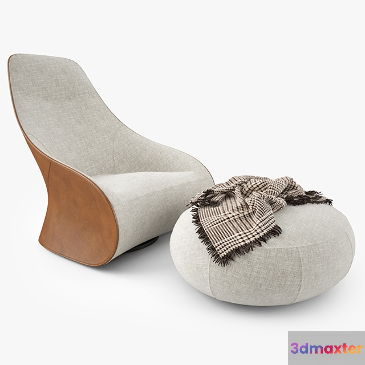 Zanotta Derby Armchair and Pouf 3D Max